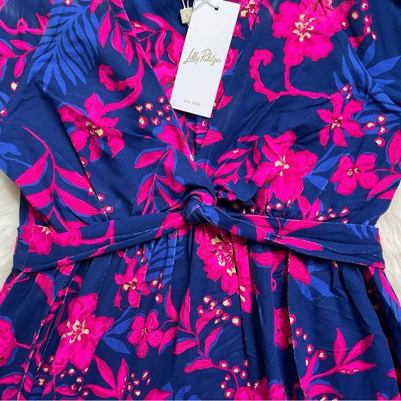 💕 LILLY PULITZER Loralei Skirted Romper Blue Med Never Ending Summer - Picture 7 of 7